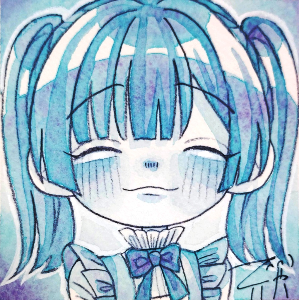 青いフレームレス原画