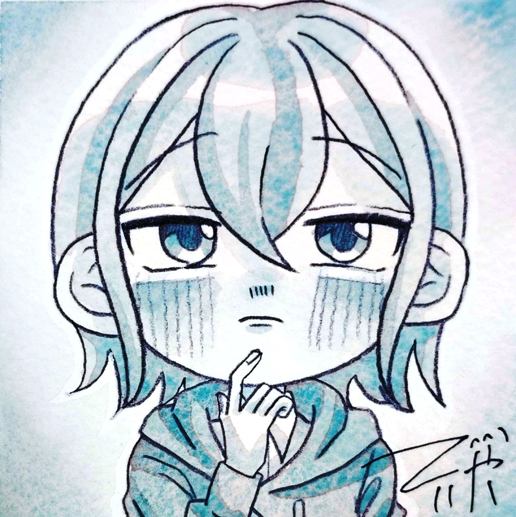 青いフレームレス原画