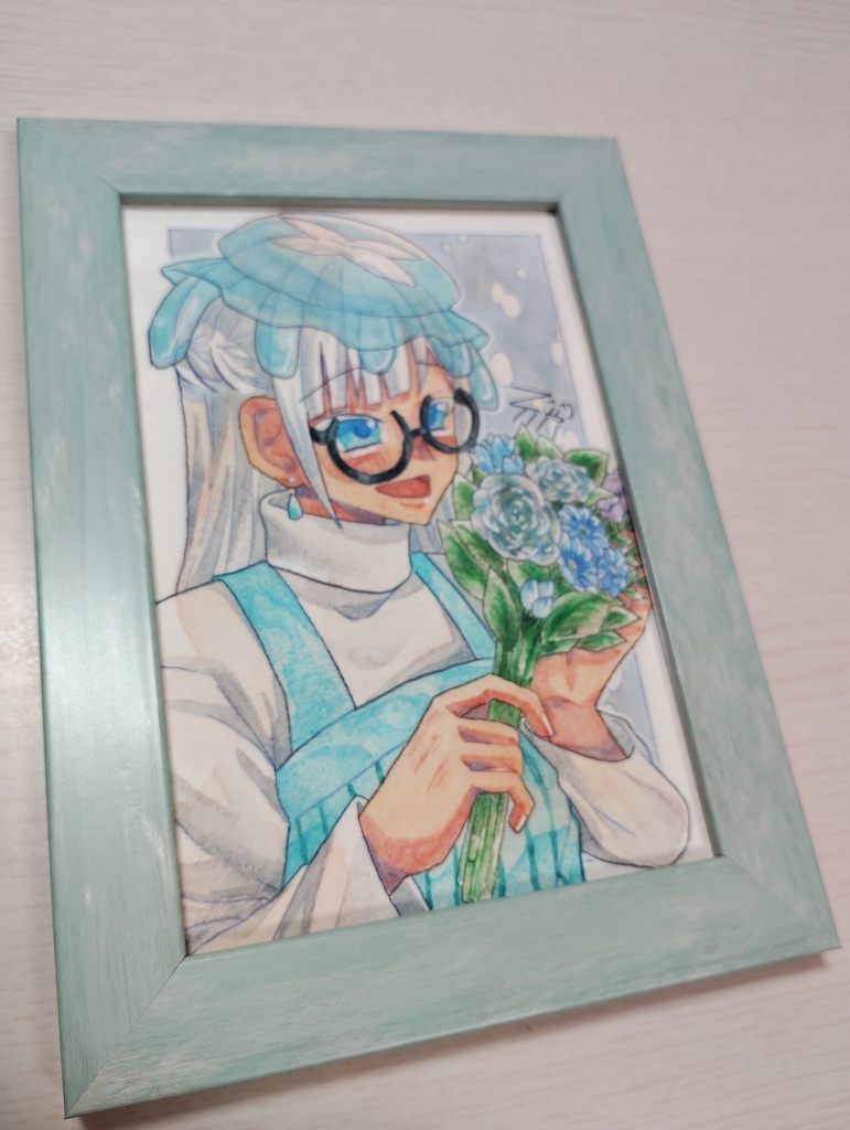 【額装原画】海と花