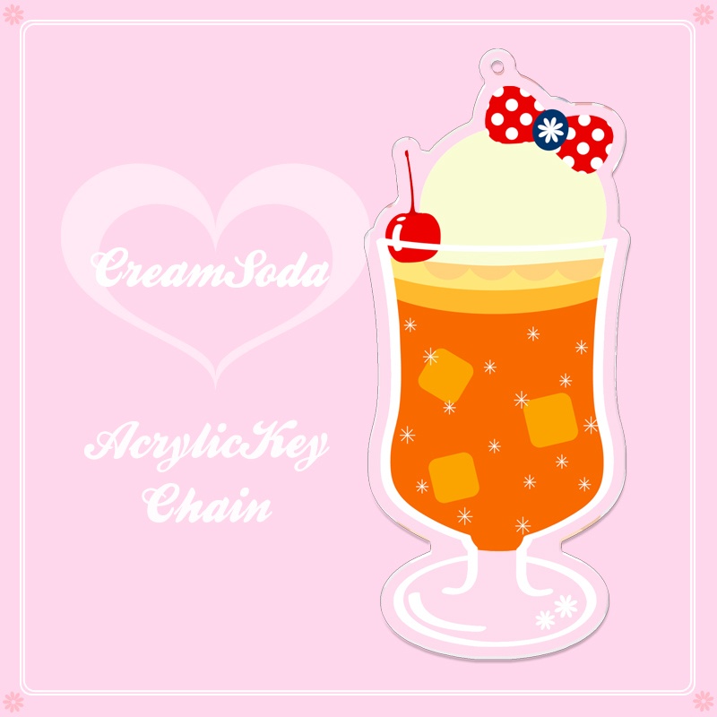 クリームソーダ オレンジ アクリルキーホルダー