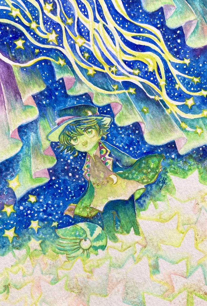 『オーロラと流れ星の夜』フレームレス作品