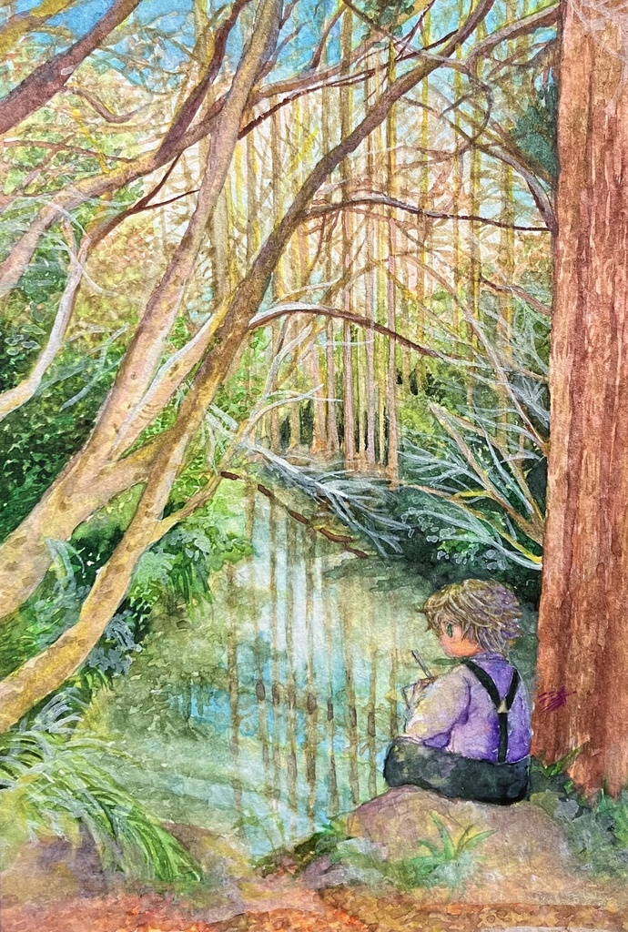 『森と水の鏡を眺めて』フレームレス作品