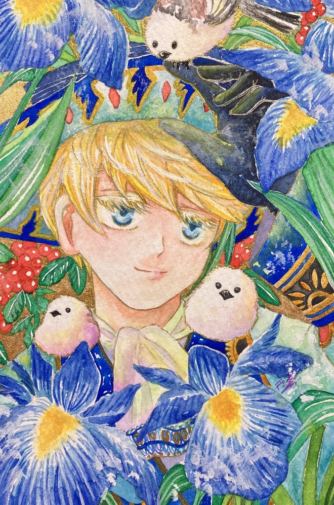 『花鳥に微笑む』フレームレス作品