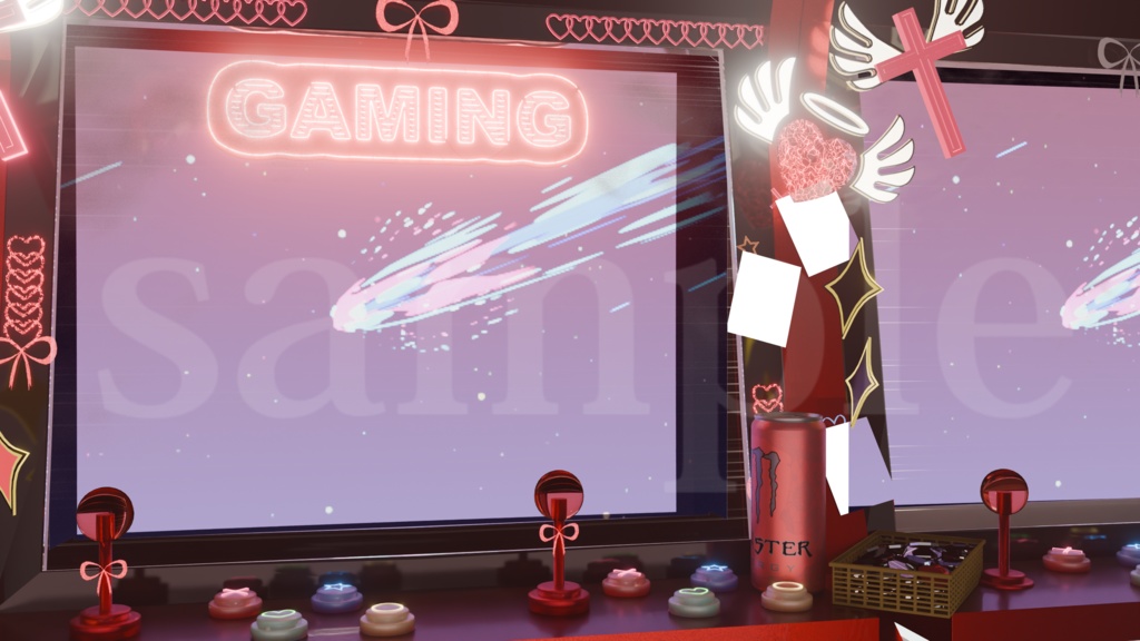 【動く背景】【VTuber向け】赤·動くライブ背景「𝙇𝙊𝙑𝙀 𝙂𝘼𝙈𝙀🕹️」 / 地雷系配信部屋♡【背景素材】