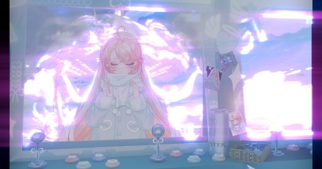 【動く背景】【VTuber向け】青·動くライブ背景「𝙇𝙊𝙑𝙀 𝙂𝘼𝙈𝙀🕹️」 / 地雷系配信部屋♡背景素材