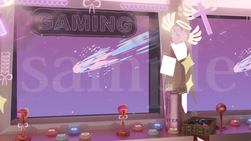 【動く背景】【VTuber向け】紫·動くライブ背景「𝙇𝙊𝙑𝙀 𝙂𝘼𝙈𝙀🕹️」 / 地雷系配信部屋♡背景素材