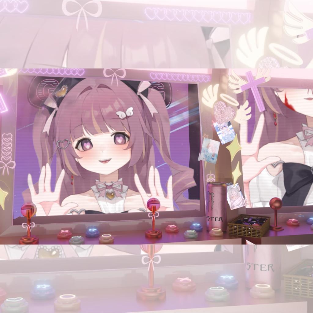 【動く背景】【VTuber向け】紫·動くライブ背景「𝙇𝙊𝙑𝙀 𝙂𝘼𝙈𝙀🕹️」 / 地雷系配信部屋♡背景素材