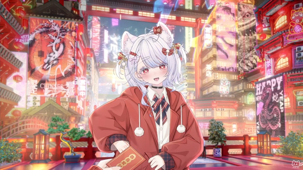 【背景素材】【VTuber向け】動くライブ背景「新春紀元🧨」 /新年 / サイバーパンク風中華風新年背景/配信部屋