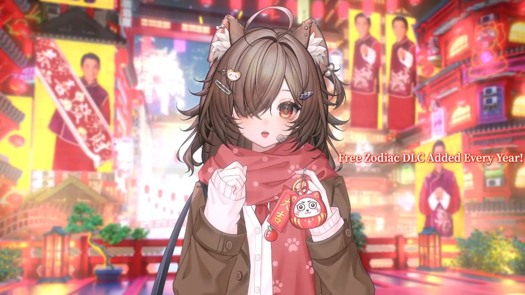 動く背景|LED 画面カスタマイズ可|Chinese New Year|「新春紀元🧨」 /新年 / サイバーパンク風中華風新年背景/Overlay/配信用背景/VTuber向け/動画素材