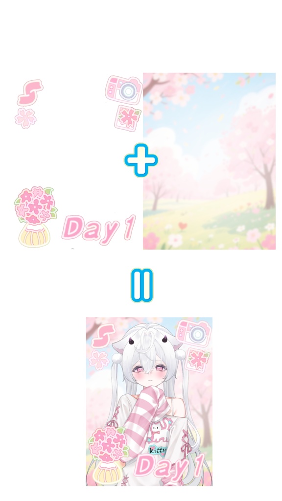 【VTuber向け】 🧃手書き風🧩🌴5日間の日程~インスタ風カード 🌴🧩