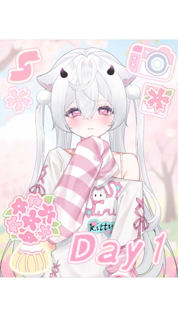 【VTuber向け】 🧃手書き風🧩🌴5日間の日程~インスタ風カード 🌴🧩