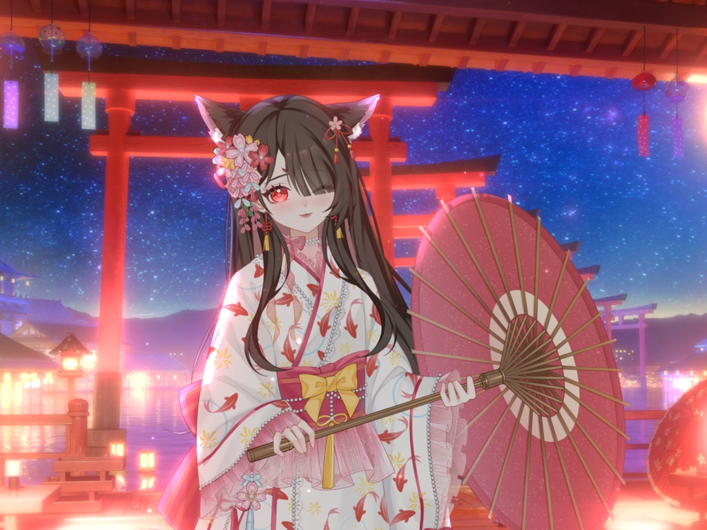 【VTuber向け】【Live2d付き】🎐春惜しみ傘☔️ Ember of Spring🎐【VTS】