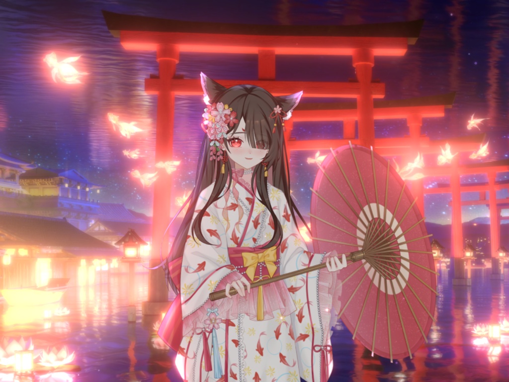 【VTuber向け】【Live2d付き】🎐春惜しみ傘☔️ Ember of Spring🎐【VTS】