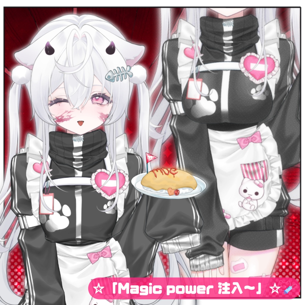 【VTuber向け】【Live2d付き】✝️🩵萌え萌え天使の境界🤍✝️少女漫画風Live2D衣装アクセサリー🩵【VTS】