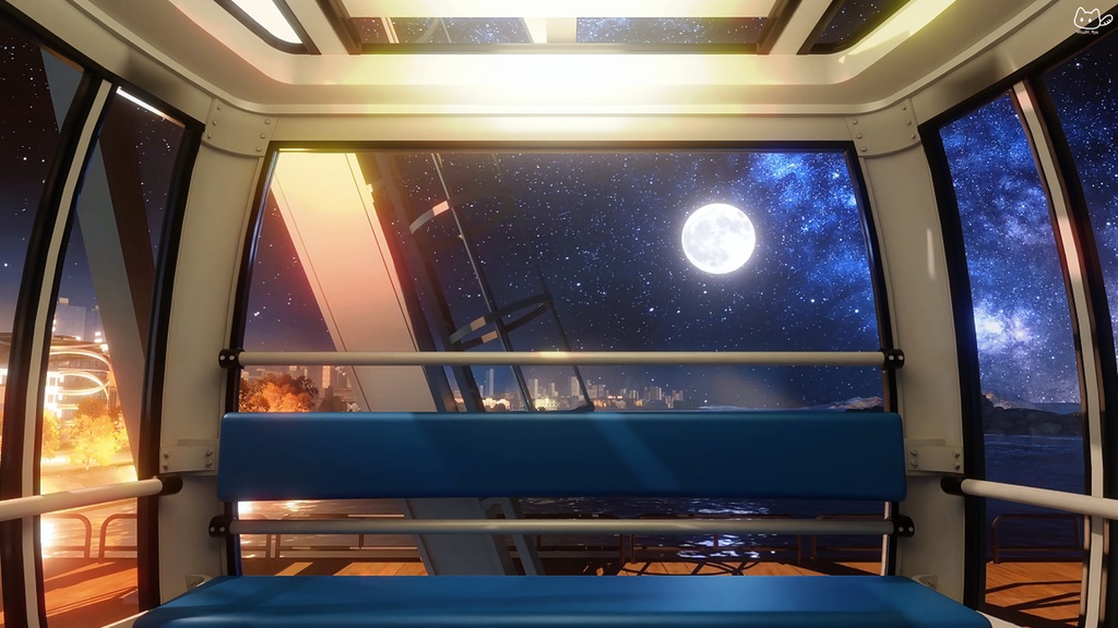 【動く背景】💖絆のループ🎡海の上で【完全に一周】回る観覧車です!🚟💌/VTuber向け/PV背景プラン/配信部屋♡