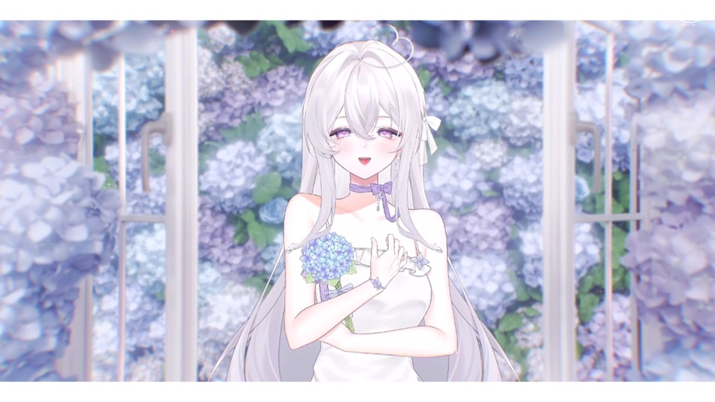 *夜差分BG追加*【VTuber向け】【Live2d付き】💜紫陽花✧˖° 🫧・花の海に横たわる少女 /萌え/Live2D衣装アクセサリー【VTS】配信用素材