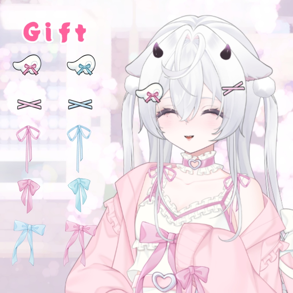 【VTuber向け】🎀猫と雲ブランコ💗🐈・揺れるブランコ付き /萌え/Live2D衣装アクセサリー【VTS】配信用素材【Live2d付き】