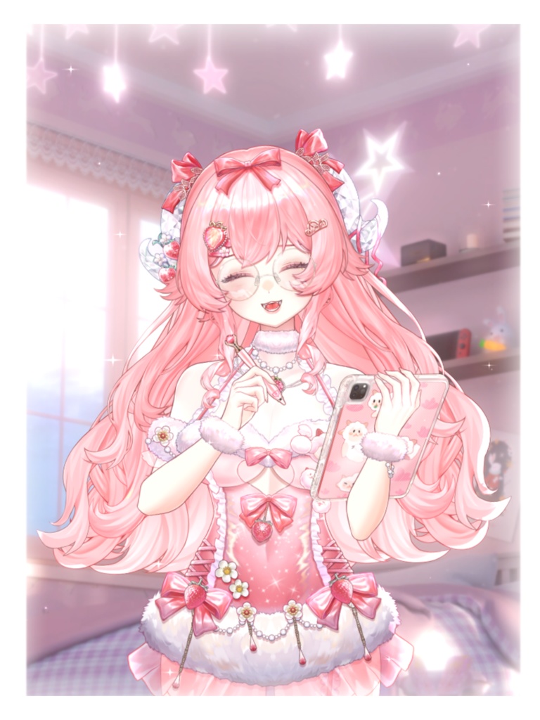 【VTuber向け】【Live2d付き】4色🐰PUKAPUKA🐰日常のホームウェア🎀/Live2D衣装アクセサリー【VTS】配信用素材/動く背景