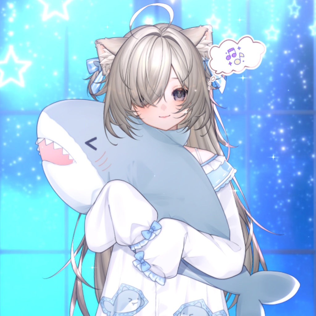 【VTuber向け】💤🦈☁️HugShark☁️🦈💤かわいいホームウェア☁️【Live2d付き】【VTS】配信用素材/動く背景