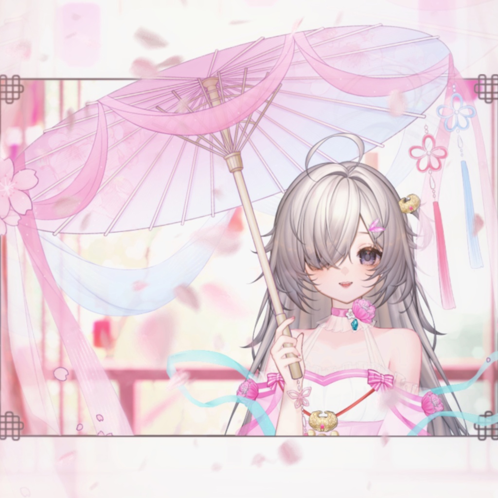 【VTuber向け】【手素材】🎐織夢傘🌸☂️動く傘さし手素材·中華風·散花·男女手差分【VTS】動画素材