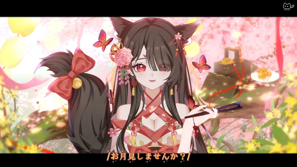 【VTuber向け】【Live2d付き】💌夢月見兔🐇中華風·お月見【VTS】Live2D衣装アクセサリー/配信用素材/動く背景