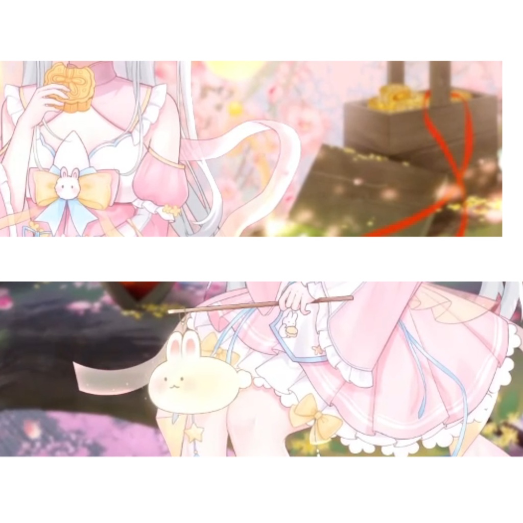 【VTuber向け】【Live2d付き】💌夢月見兔🐇中華風·お月見【VTS】Live2D衣装アクセサリー/配信用素材/動く背景