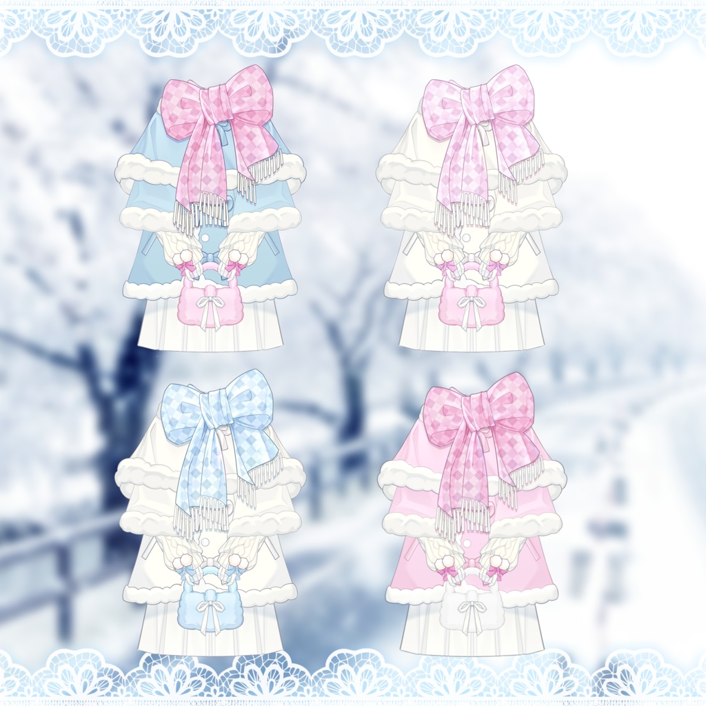 VTuber向け|Live2d付き❄️冬のお嬢様スタイル💎【VTS】配信用素材/Live2D衣装アクセサリー