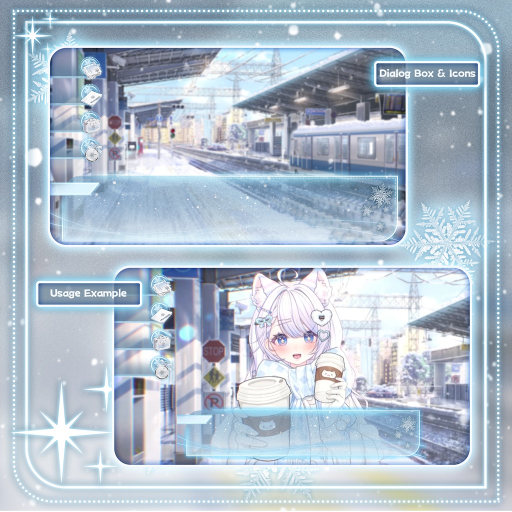 特価は12.5まで|動く背景|🚉❄️遠方が白に消える時|駅の背景|猫の駅|冬の雰囲気/アニメ感/純愛/ galgame感/配信用背景/VTuber向け/動画素材/配信部屋