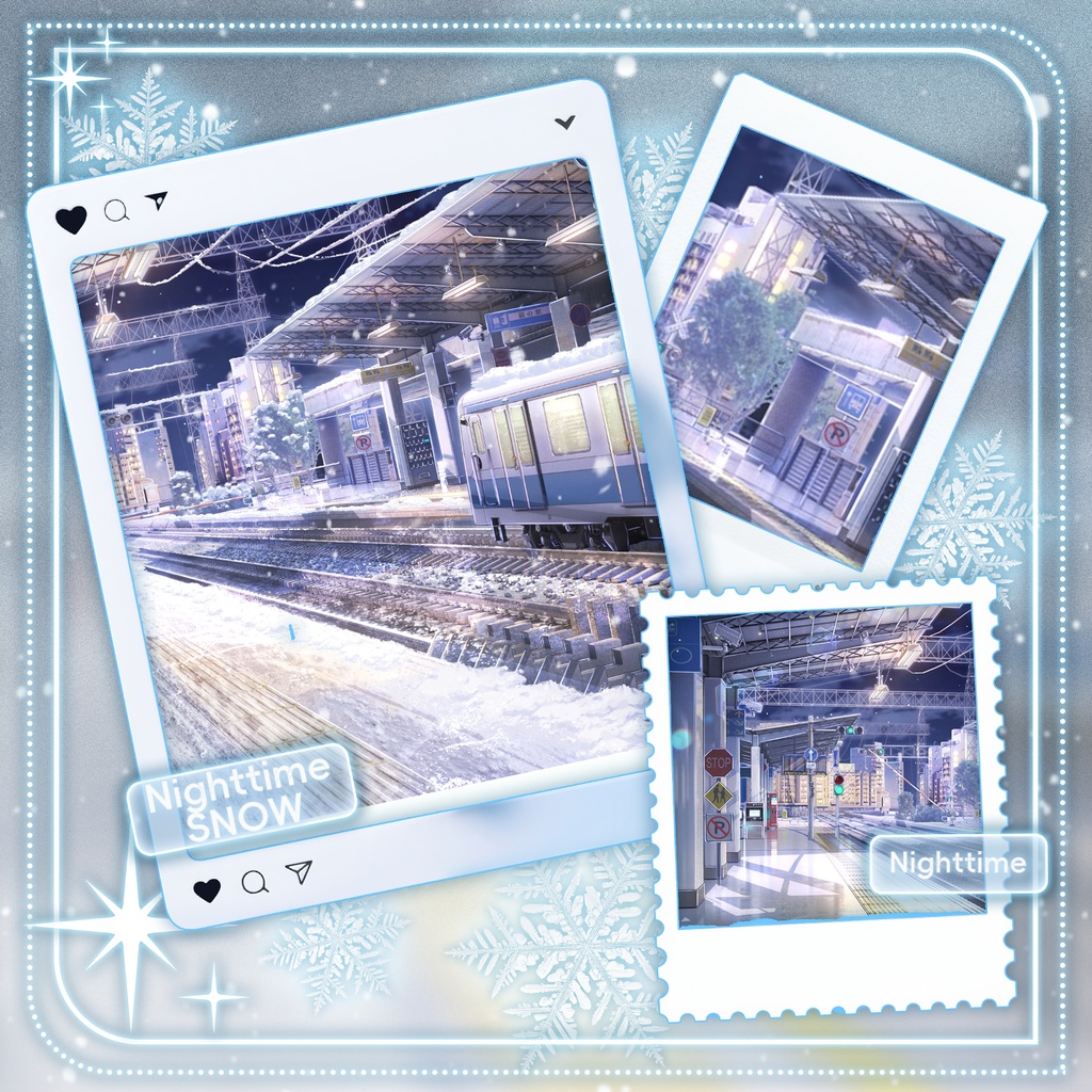 特価は12.5まで|動く背景|🚉❄️遠方が白に消える時|駅の背景|猫の駅|冬の雰囲気/アニメ感/純愛/ galgame感/配信用背景/VTuber向け/動画素材/配信部屋