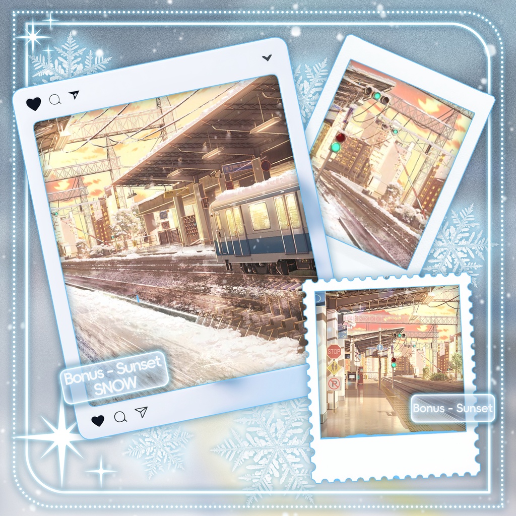 特価は12.5まで|動く背景|🚉❄️遠方が白に消える時|駅の背景|猫の駅|冬の雰囲気/アニメ感/純愛/ galgame感/配信用背景/VTuber向け/動画素材/配信部屋