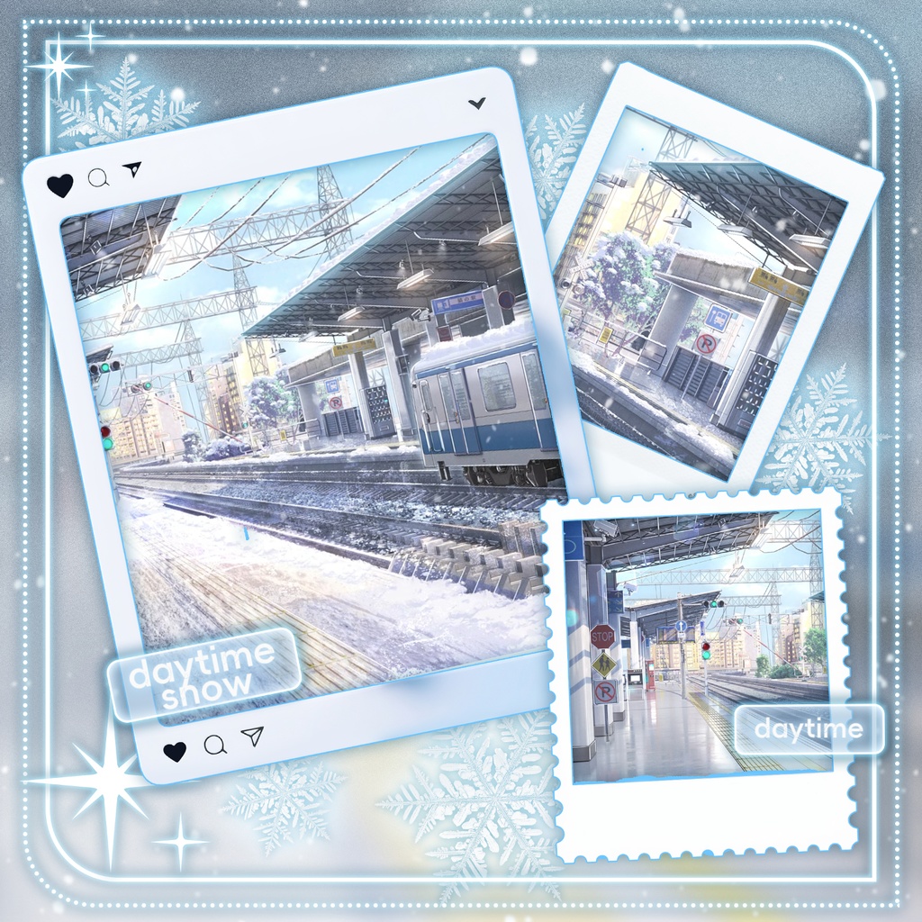 特価は12.5まで|動く背景|🚉❄️遠方が白に消える時|駅の背景|猫の駅|冬の雰囲気/アニメ感/純愛/ galgame感/配信用背景/VTuber向け/動画素材/配信部屋