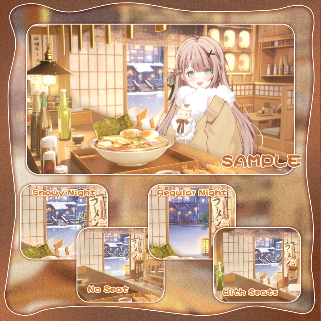 特価は12.15まで|動く背景|♨️冬を溶かす幸せの湯気🌫️雪夜ラーメン店/Overlay/雰囲気/冬/温かみ/冬の夜/配信用背景/VTuber向け/動画素材/配信部屋