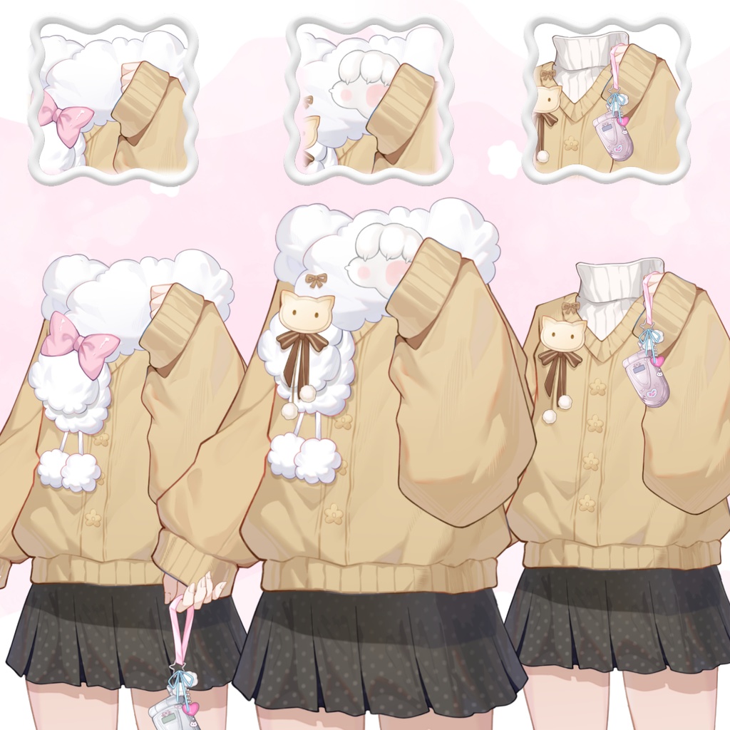 特価は12.13まで|Outfit Assets|Live2d付き🩷今日ももこもこ〜🐈 💕VTuber向け【VTS】配信用素材/Live2D衣装アクセサリー