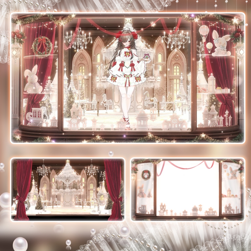 動く背景|🎄🦌聖夜の宝石箱💎✨ショーウィンドウの中にお入りいただけますよ!童話の世界に没入しよう!/ 聖夜/ 極致の華麗/ 魔法降臨/ 平安なる夜/ Overlay/雰囲気/冬/温かみ/冬の夜/配信用背景/VTuber向け/動画素材/配信部屋