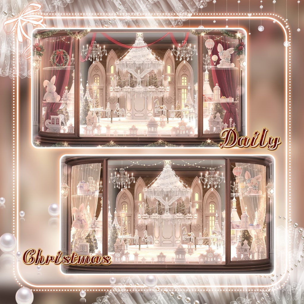 動く背景|🎄🦌聖夜の宝石箱💎✨ショーウィンドウの中にお入りいただけますよ!童話の世界に没入しよう!/ 聖夜/ 極致の華麗/ 魔法降臨/ 平安なる夜/ Overlay/雰囲気/冬/温かみ/冬の夜/配信用背景/VTuber向け/動画素材/配信部屋