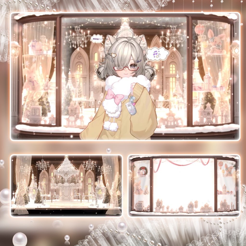 動く背景|🎄🦌聖夜の宝石箱💎✨ショーウィンドウの中にお入りいただけますよ!童話の世界に没入しよう!/ 聖夜/ 極致の華麗/ 魔法降臨/ 平安なる夜/ Overlay/雰囲気/冬/温かみ/冬の夜/配信用背景/VTuber向け/動画素材/配信部屋