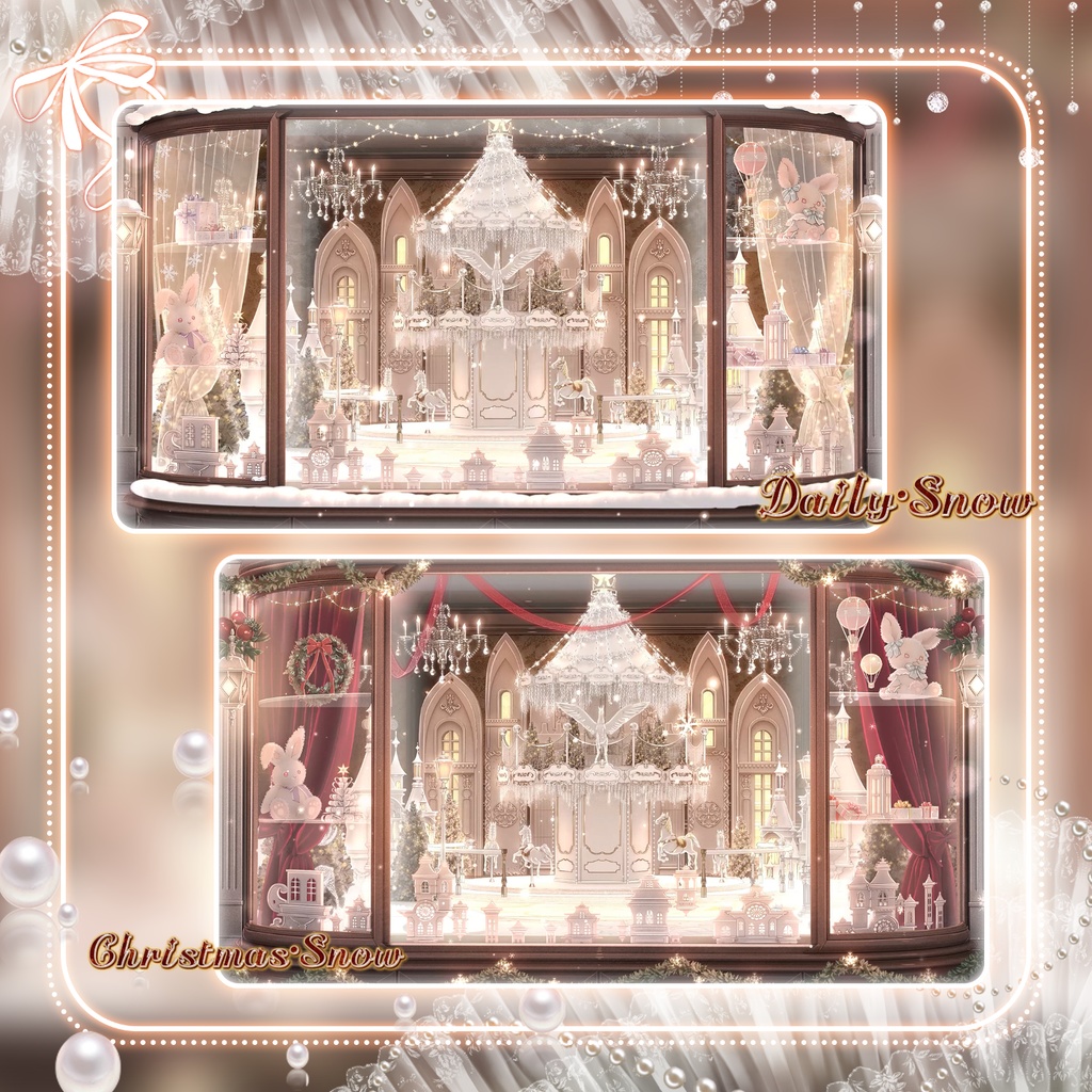 動く背景|🎄🦌聖夜の宝石箱💎✨ショーウィンドウの中にお入りいただけますよ!童話の世界に没入しよう!/ 聖夜/ 極致の華麗/ 魔法降臨/ 平安なる夜/ Overlay/雰囲気/冬/温かみ/冬の夜/配信用背景/VTuber向け/動画素材/配信部屋