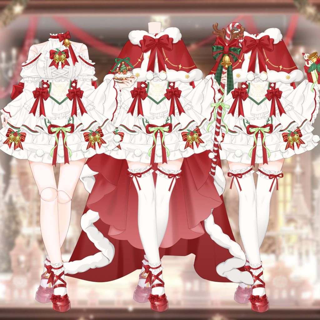「無料/有料」Outfit Assets|🎀クリスマスドール🎄聖夜の叙事詩💫VTuber向け|Live2d付き|【VTS】配信用素材/Live2D衣装アクセサリー