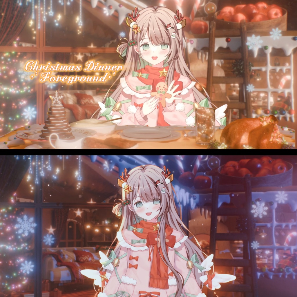 動く背景|Xmas🍰糖霜と暖炉・屋根裏のクリスマスイブ🎄/ 聖夜/ 配信用背景/VTuber向け/動画素材/ 魔法/ 平安なる夜/ Overlay/雰囲気/冬/温かみ/冬の夜/配信部屋