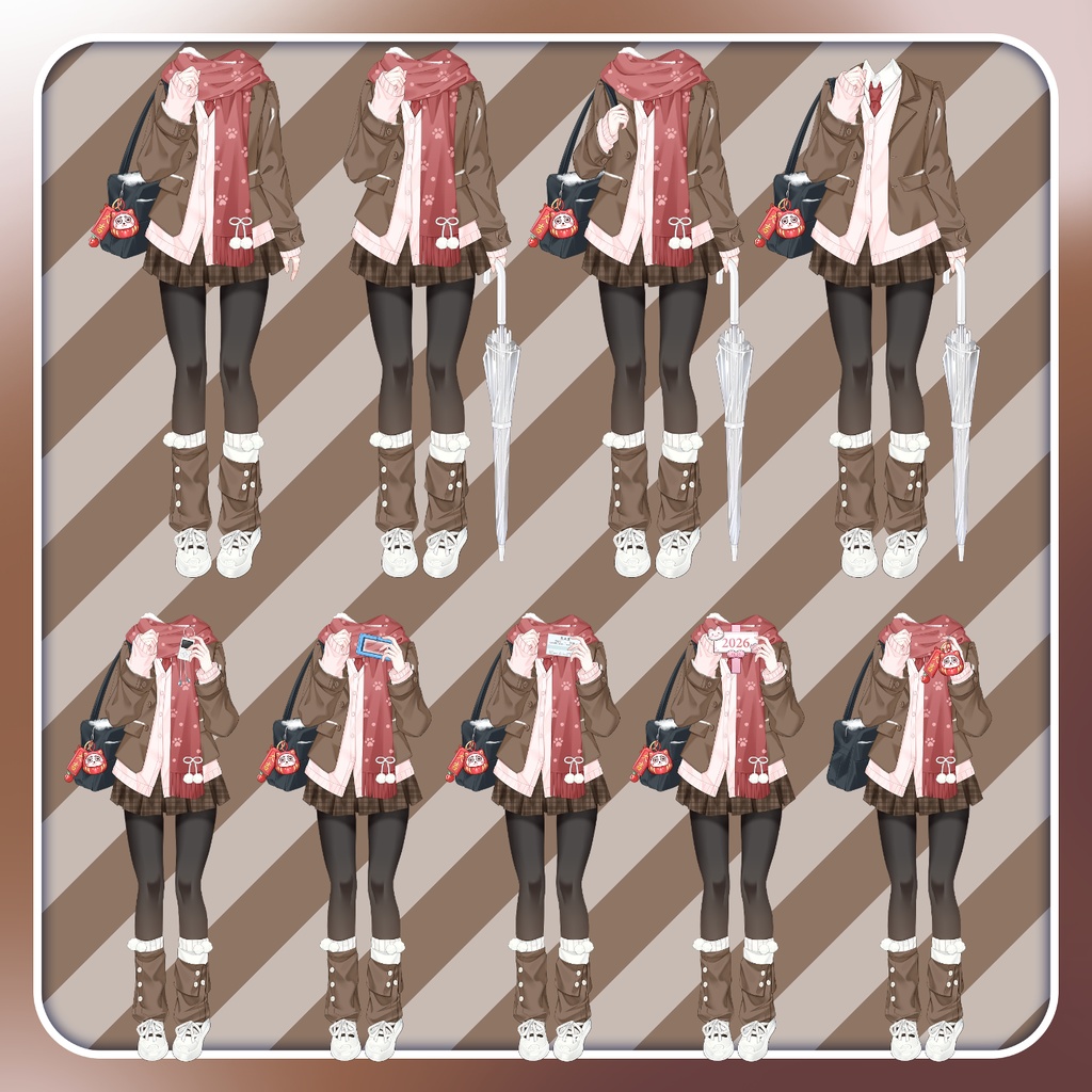 「Outfit Assets」|💼冬JK 制服🌨️未明天気・2 カラー🩵 |新年&日常&正月|VTuber向け|Live2d付き|【VTS】配信用素材/Live2D衣装アクセサリー