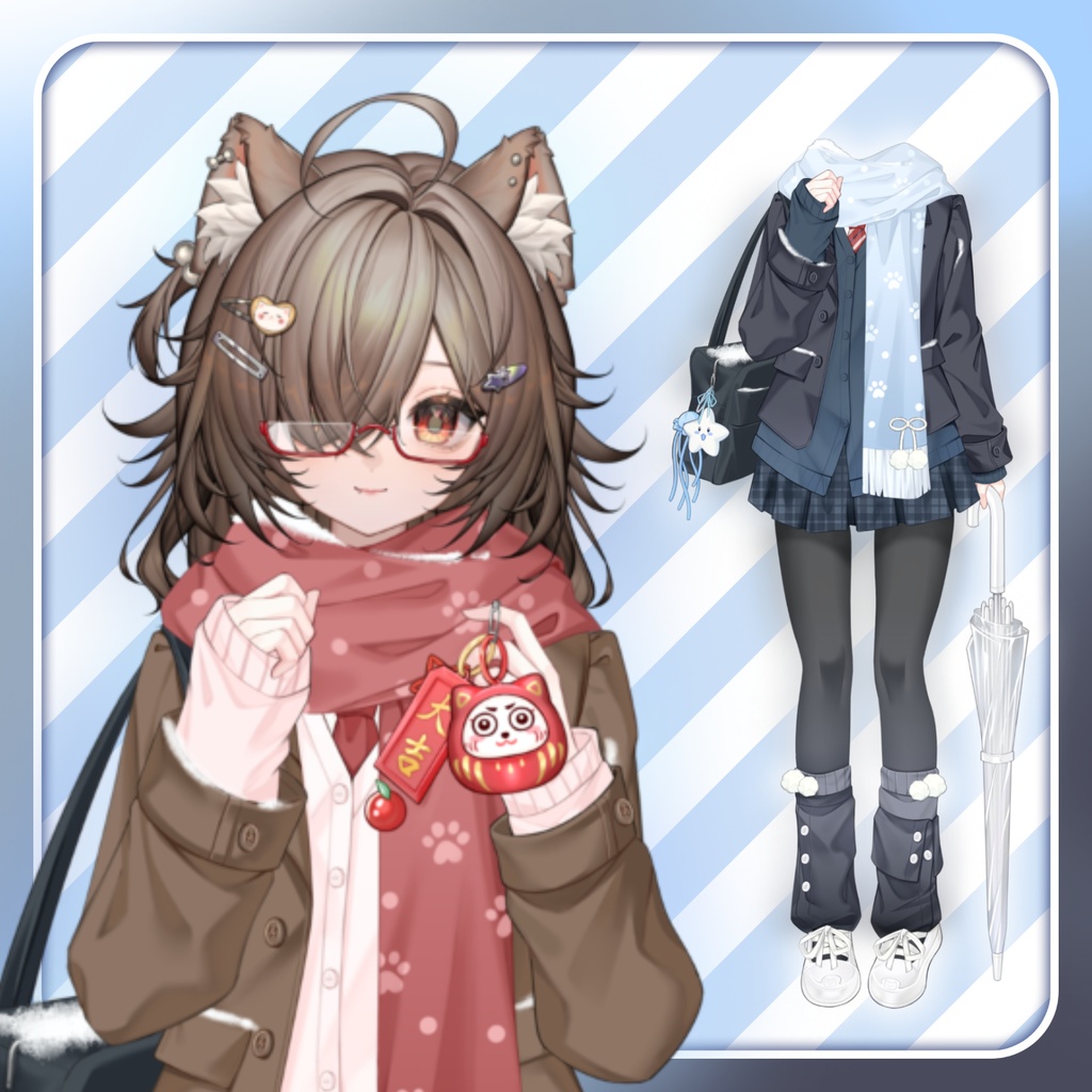 「Outfit Assets」｜💼冬JK 制服🌨️未明天気・2 カラー🩵 ｜新年&日常&正月｜VTuber向け｜Live2d付き｜【VTS】配信用素材/Live2D衣装アクセサリー