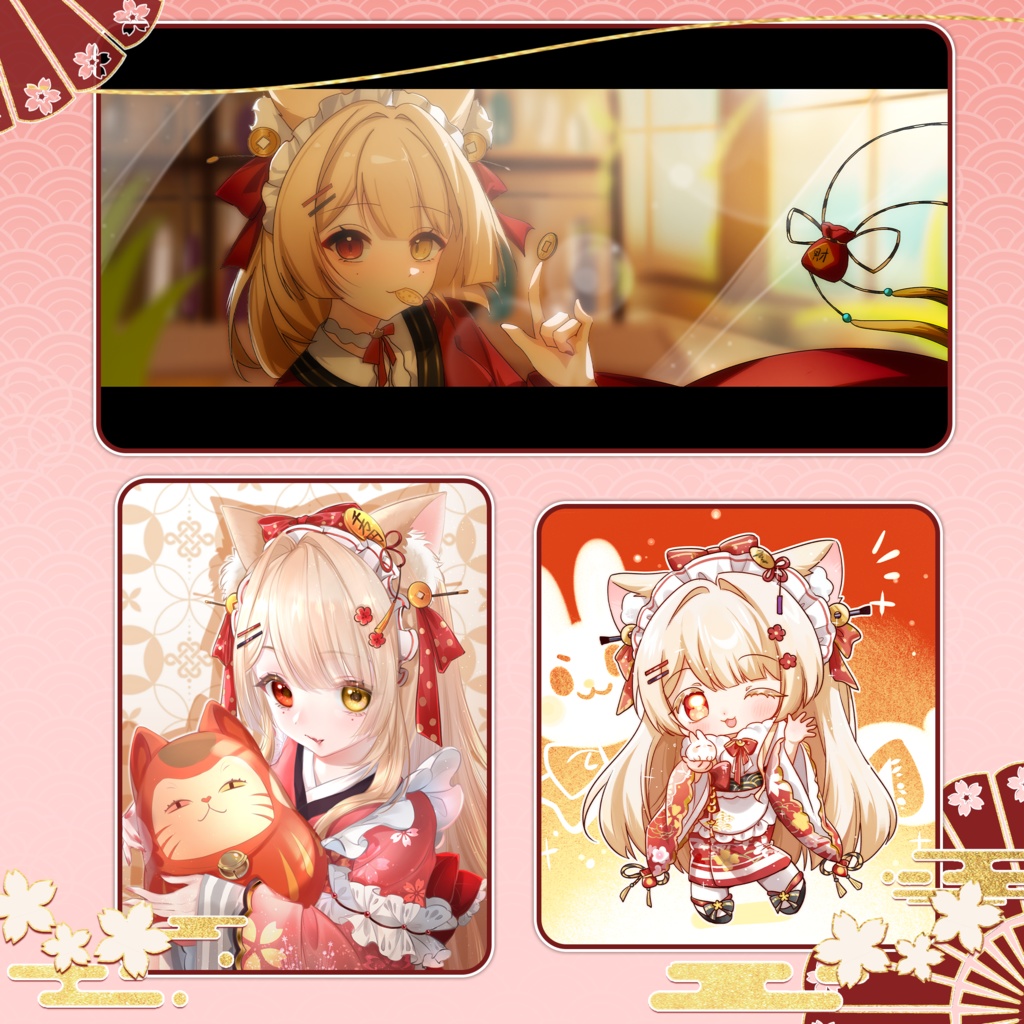 【Live2D Model/live2dモデル】Lucky Cat💰🐈Ultra-high precision!!🔔こだま✨Generic Model