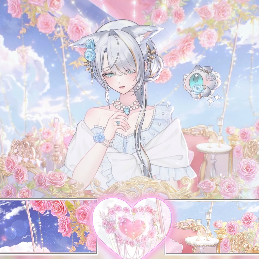 動く背景|Valentine's Day💐搭乗可能な熱気球背景☁️Fly me to the moon🌙/ 空中飛行/Overlay/バレンタイン/雰囲気/0214/配信用背景/VTuber向け/動画素材/配信部屋/日常/生活感