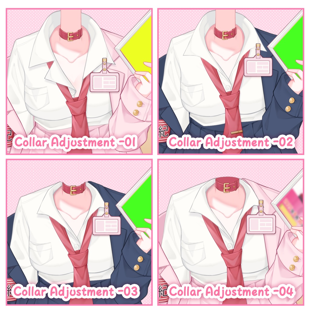 特価は03.27まで「Outfit Assets」マンガ風 x 風紀委員📋🔍| JK 制服スーツ /学園風 /2 カラー|少女漫画|VTuber向け|Live2d付き|【VTS】配信用素材/Live2D衣装アクセサリー