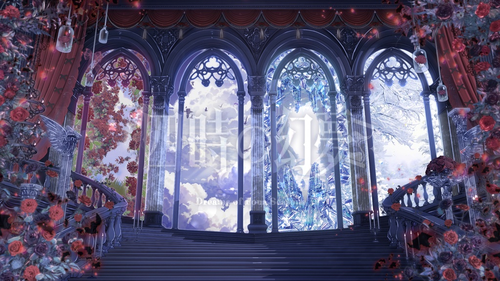 動く背景|☁️♱☽四時夢境☾♱⏳|四季の窓|中世幻想風|動く背景素材/配信用背景/VTuber向け/動画素材/配信部屋/天使と悪魔/雰囲気/神聖/地獄