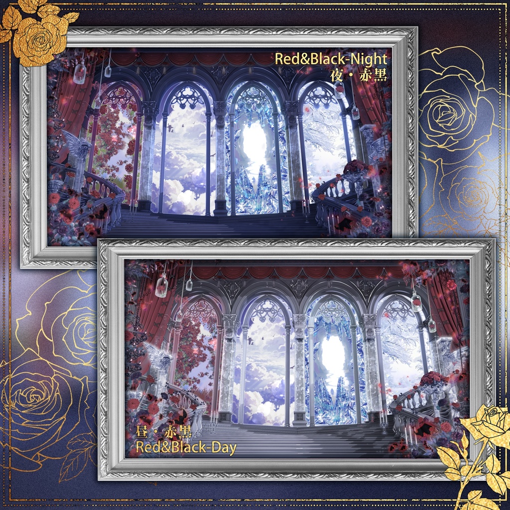 動く背景|☁️♱☽四時夢境☾♱⏳|四季の窓|中世幻想風|動く背景素材/配信用背景/VTuber向け/動画素材/配信部屋/天使と悪魔/雰囲気/神聖/地獄