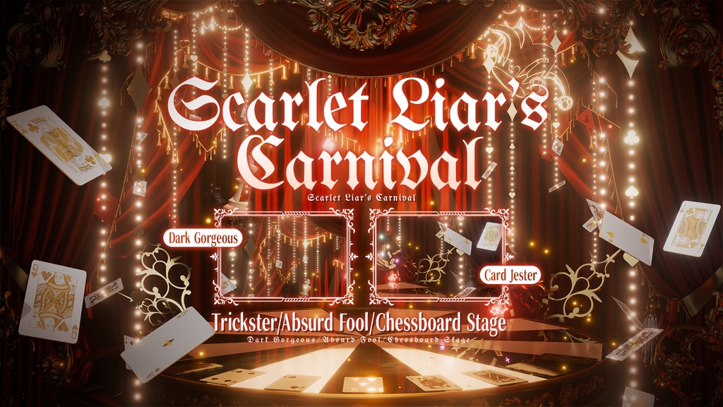 動く背景|🎭緋色の嘘つきカーニバル❤️🖤/ 暗黒華麗/愚者/チェス盤舞台/Overlay/雰囲気/配信用背景/VTuber向け/動画素材/配信部屋/April Fools'Day/エイプリルフール