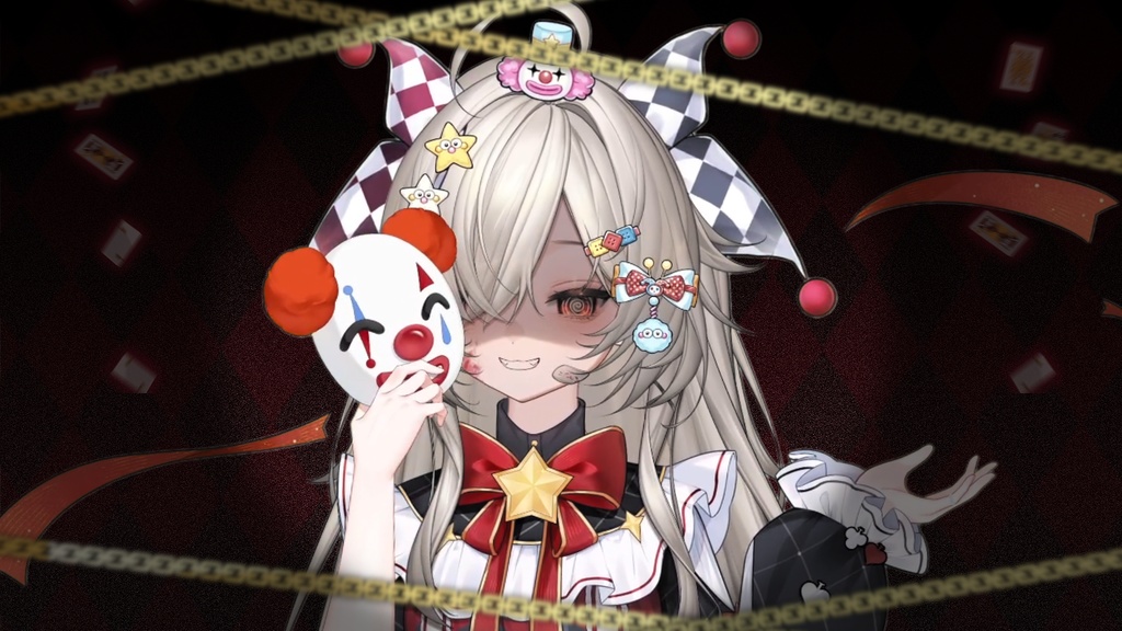 ✦Free Assets✦🎪無料 · April Fools' Day 🪄背景+ヘアクリップセット/Background + Hair Clip Set。VTuber向け/【VTS】配信用素材/ピエロ / マスク