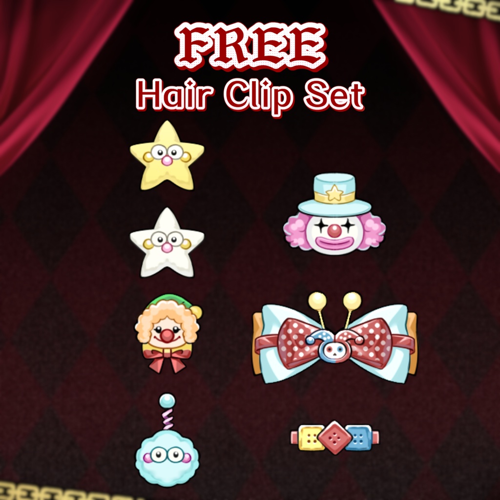 ✦Free Assets✦🎪無料 · April Fools' Day 🪄背景+ヘアクリップセット/Background + Hair Clip Set。VTuber向け/【VTS】配信用素材/ピエロ / マスク
