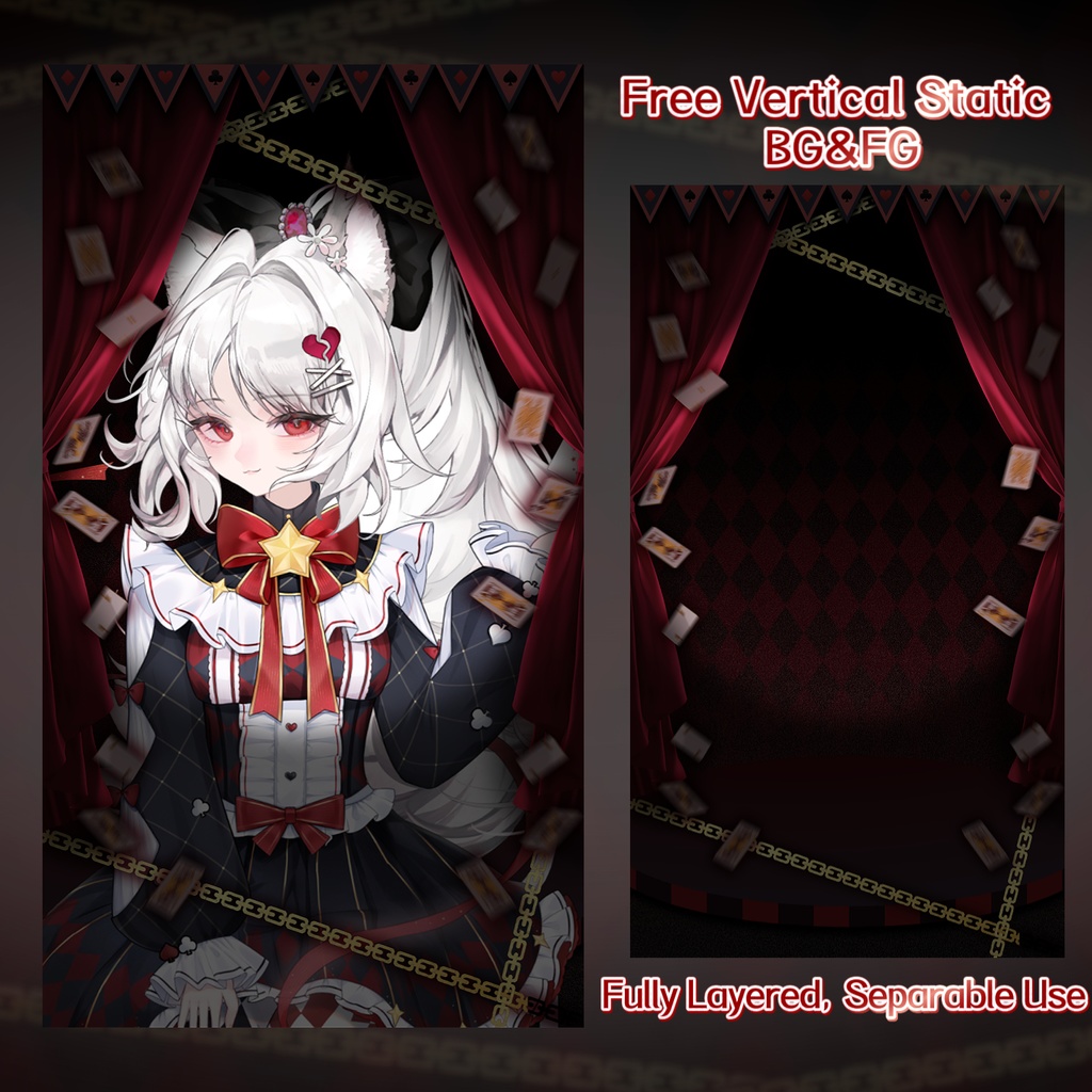 ✦Free Assets✦🎪無料 · April Fools' Day 🪄背景+ヘアクリップセット/Background + Hair Clip Set。VTuber向け/【VTS】配信用素材/ピエロ / マスク